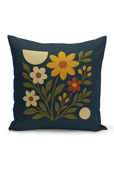 Bertille Home Husă de pernă imprimată digitală pe două părți (aspect de model de broderie Punch/Punch)