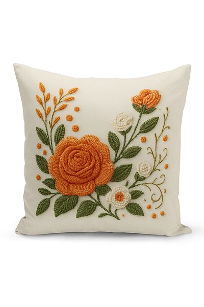 Bertille Home Husă de pernă imprimată digitală pe două părți (aspect de model de broderie Punch/Punch)