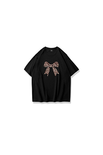Marco Fresco Tricou oversize unisex cu imprimeu cu panglică leopard