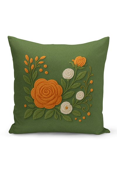 Bertille Home Husă de pernă imprimată digitală pe două părți (aspect de model de broderie Punch/Punch)