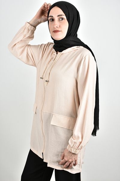 moda caddesi Hooded Zippered Hijab Cap Tunic
