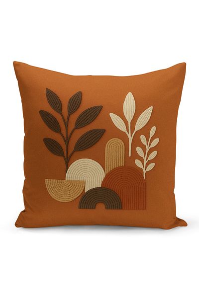 Bertille Home Double Side Digital Printed Throw Pillow Case (Punch/Punch Embroidery Pattern Look)
