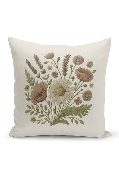 Bertille Home Husă de pernă imprimată digitală pe două părți (aspect de model de broderie Punch/Punch)