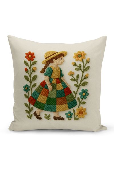 Bertille Home Husă de pernă imprimată digitală pe două părți (aspect de model de broderie Punch/Punch)