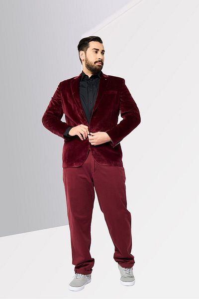 Tommy Hilfiger Men Tailored Fit Brand Logo Velvet Formal Blazer, Maroon