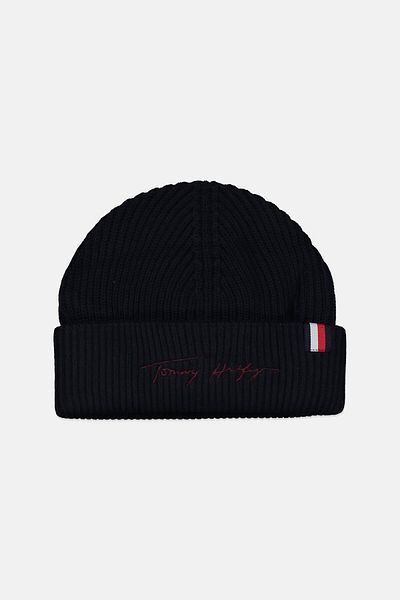 Tommy Hilfiger Men Embroidered Logo Knitted Beanie, Navy Blue