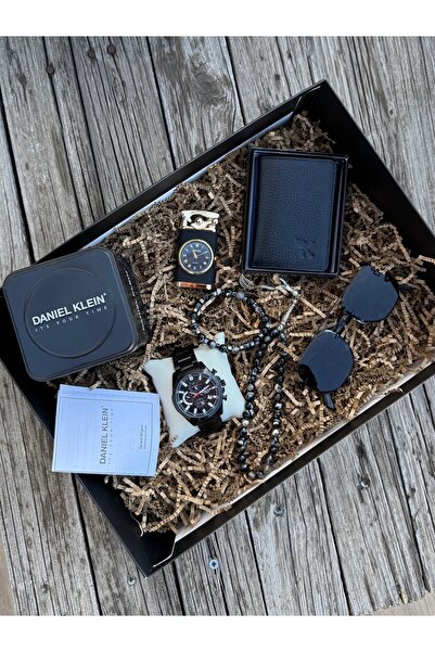Daniel Klein Full Set Saat Doğal Taş Tespih Bileklik Çakmak Deri Cüzdan Gözlü...