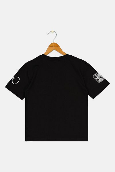 Hello Kitty Kids Girl Crew Neck Short Sleeve Embroidered T-Shirt, Black