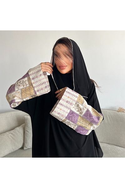 Lusin abaya Royal Crepe Abaya with Luxe Folded Indian Linen Sleeves