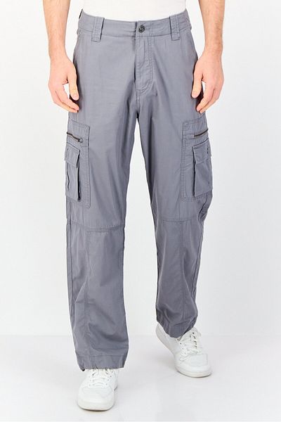 Esprit Men Regular Fit Plain Cargo Pants, Grey