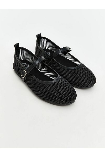 LC Waikiki White Mesh Detailed Women's Ballerinas