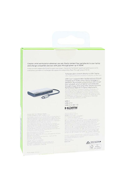 Belkin Connect USB-C 4-in-1 Multi-port Station USB-C4 Port (2X USB/USB-C/HDMI)