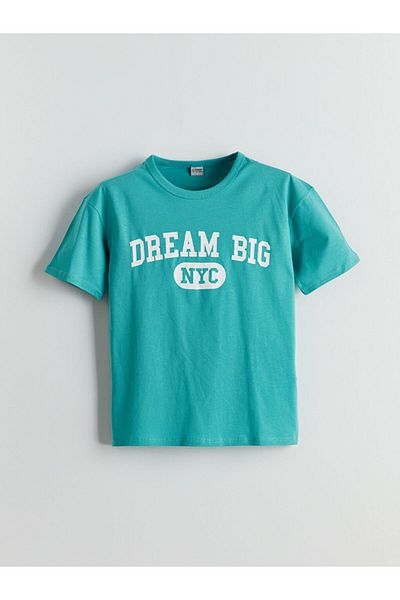 LC Waikiki Tricou pentru copii LCW Kids Turquoise Crew Neck pentru băiat S5H103Z4NVY25