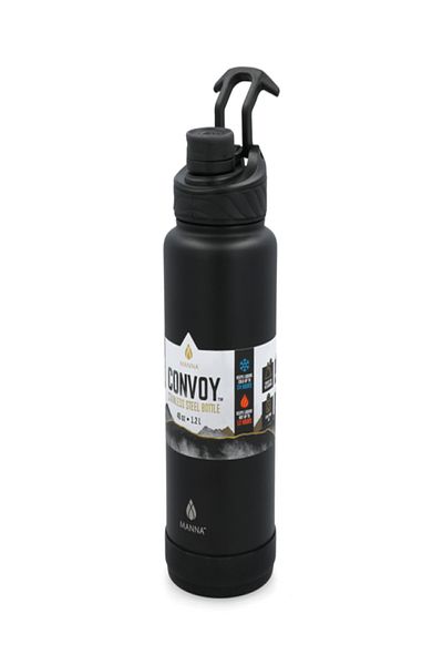 manna Convoy Stainless Steel Easy Carry Handle Water Bottle Black 40oz