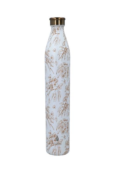 manna Modern Floral Design Vacuum Insulated Stainless Steel Water Bottle White 946ml