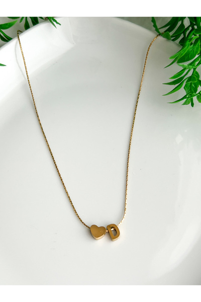 ALEYKA Minimal Letter Necklace with Stainless Steel Thin Chain Heart (Indicate Letter from Ask Question)