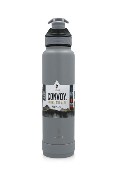 manna Convoy Stainless Steel Easy Carry Handle Water Bottle Grey and Black