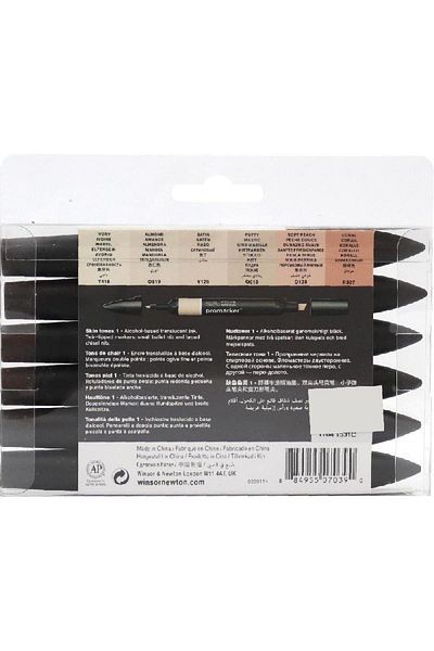 Winsor Newton ProMarker Skin Tones 1 (6 Colors) Graphic Art Marker