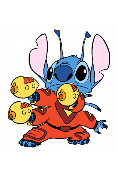 INOVATIX Set de 8 autocolante Lilo și Stitch cu pistoale, INOVATIX®. 6 cm