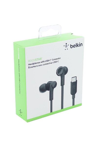 Belkin Rockstar In-Ear Earphones Passive Noise Isolation Wired USB-C Built-in Microphone