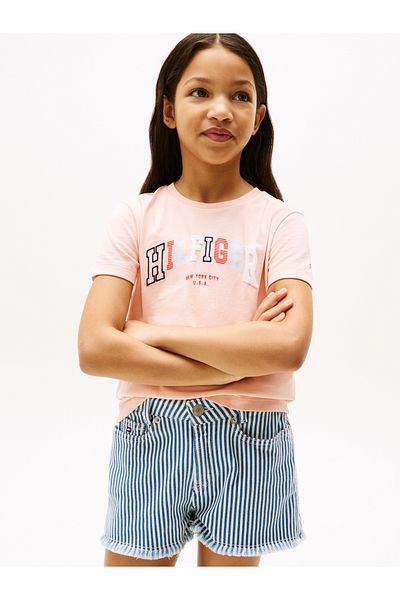 Tommy Hilfiger Tommy Hilfiger Girls Coral Ice Varsity Crew Neck T-Shirt