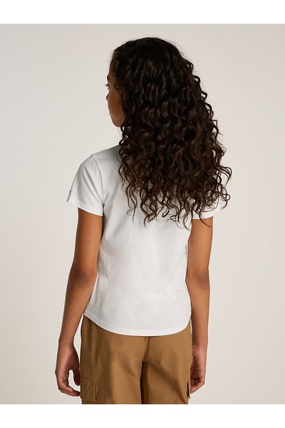 Tommy Hilfiger Girls White Logo Crew Neck T-Shirt