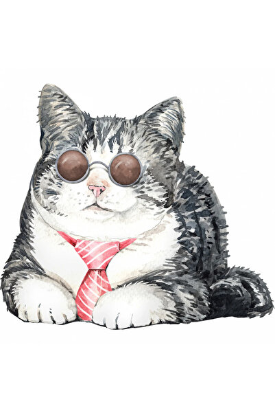 INOVATIX Set de 8 piese, autocolant Pisică cu ochelari și cravată, INOVATIX®....