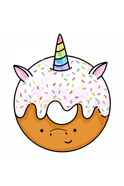 INOVATIX Set de 8 autocolante gogoașă unicorni cu vanilie, INOVATIX®. 6 cm