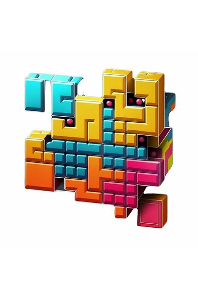 INOVATIX Set de 8 piese, Autocolante Joc Tetris 3D, INOVATIX®. 6 cm