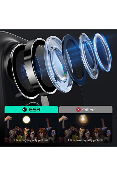 ESR Camera Lens Protector for iPhone 16 / iPhone 16 Plus - ESR Armorite Camera Lens Protectors - Black