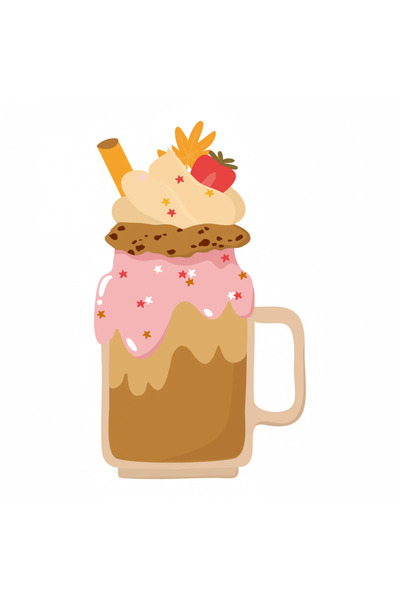 INOVATIX Set de 8 autocolante cu milkshake de căpșuni, INOVATIX®. 6 cm