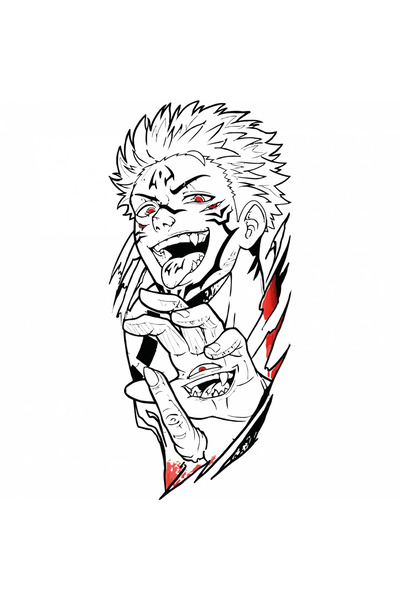 INOVATIX Set 8 piese, Sticker Itadori Sukuna Jujutsu Kaisen, INOVATIX®. 6 cm