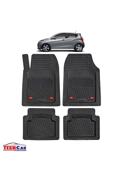 TEAMCAR Covorașe auto tip tavă compatibile cu Chevrolet Spark M400 (2015–2022), negre, material durabil