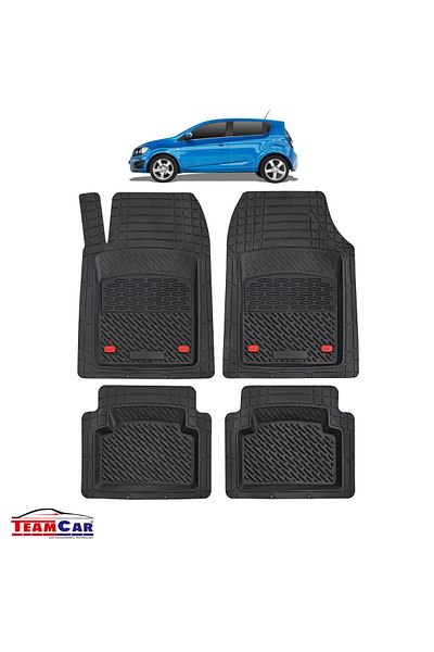TEAMCAR Covorașe auto tip tavă compatibile cu Chevrolet Aveo T250 (2007–2011), negre, material durabil