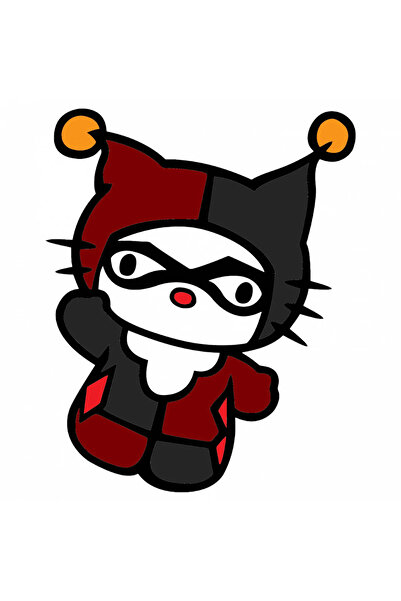 INOVATIX Set de 8 piese, autocolant Harley Quinn Hello Kitty, INOVATIX®. 6 cm