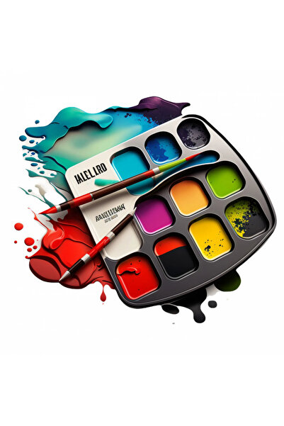 INOVATIX Set de 8 piese, paletă pictură cu autocolante cu două pensule, INOVA...