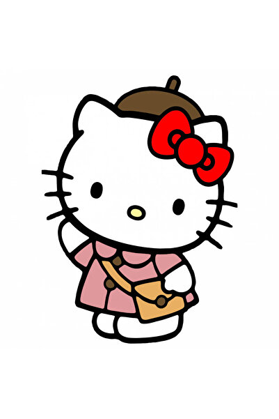 INOVATIX Set de 8 piese, autocolant Hello Kitty în uniformă, INOVATIX®. 6 cm