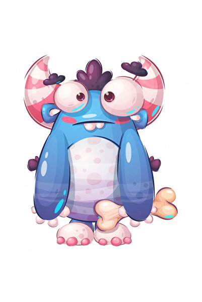 INOVATIX Set de 8 piese, autocolant monstru cu coarne și os, INOVATIX®. 6 cm