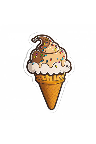 INOVATIX Set de 8 piese, Autocolant Înghețată de vanilie și alune la cornet, INOVATIX®. 6 cm