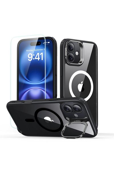 ESR IPhone 16 Case + Folio - ESR Classic Hybrid HaloLock Kickstand - Clear Black
