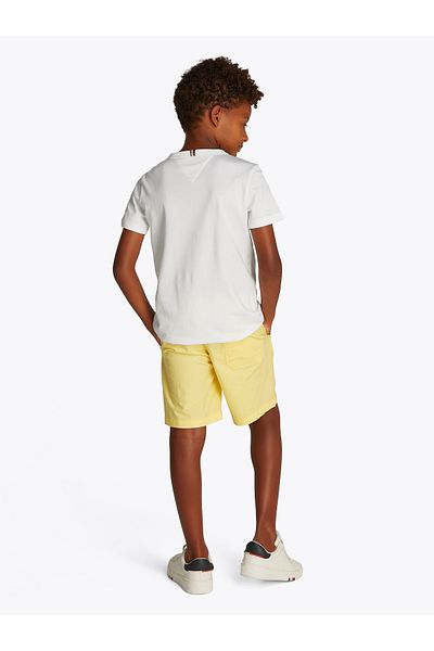 Tommy Hilfiger Boys White Multi-Flag Embroidery Crew Neck T-Shirt