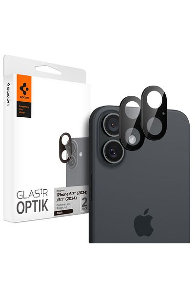 Spigen Camera Film for iPhone 16 / iPhone 16 Plus (set of 2) - Spigen Glas.tR Optik - Black