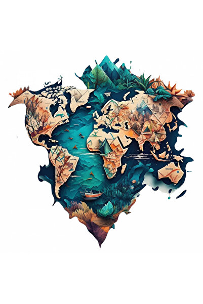 INOVATIX Set de 8 piese, autocolant decorativ cu hartă a lumii, INOVATIX®. 6 cm