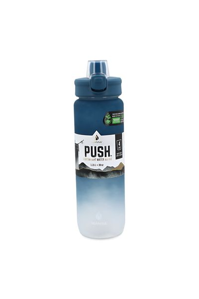 manna Reusable Leak-Proof Durable Push Water Bottle Blue and White