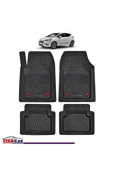 TEAMCAR ® Car Mats Tray Type Compatible Nissan Micra K14 (2017–present) Black Durable Material