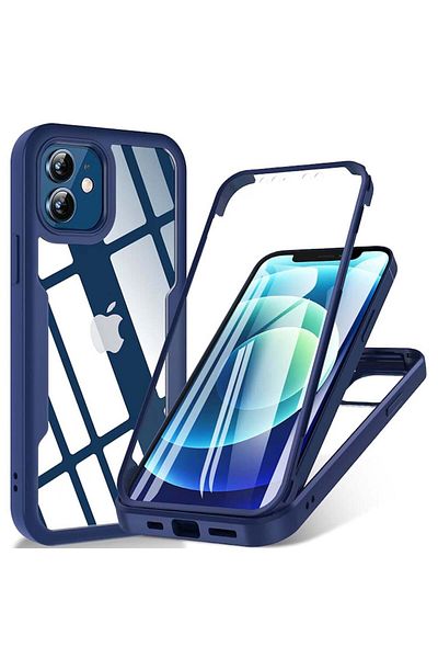 Techsuit Husă iPhone 12 + Folie - Techsuit ColorVerse 360 ​​Series - Albastră