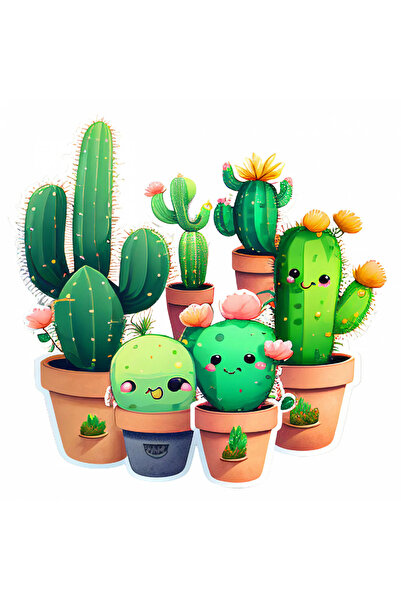 INOVATIX Set de 8 bucăți, autocolante cactuși, INOVATIX®. 6 cm