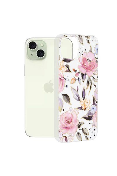 Techsuit Case for iPhone 15 Plus - Techsuit Marble Series - Chloe White