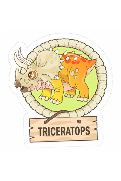 INOVATIX Set de 8 piese, autocolant dinozaur Triceratops, INOVATIX®. 6 cm