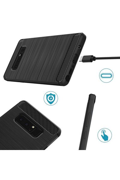 Techsuit Samsung Galaxy Note 8 Case - Techsuit Carbon Silicone - Black